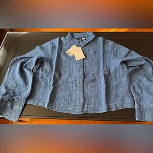 H&M Denim Blue Textured Shirt